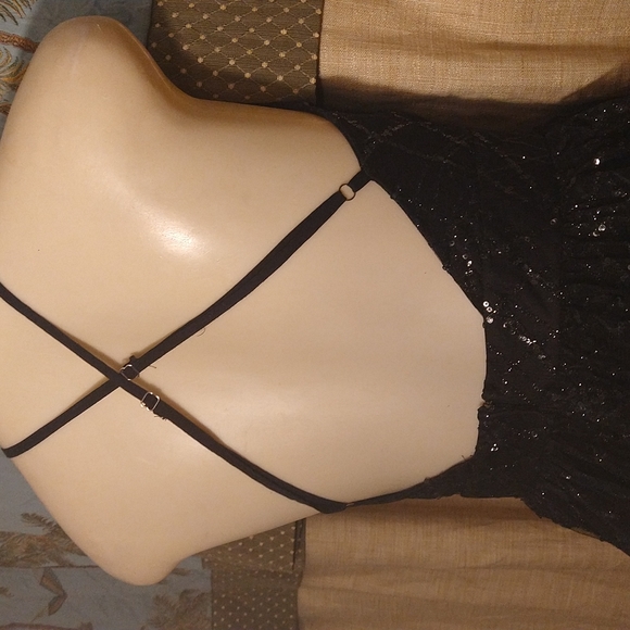 Plunge V line Sexy Black Luxxel Dress Size Small - Picture 6 of 8